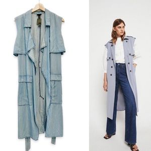Denim Style Sleeveless Lightweight Trench